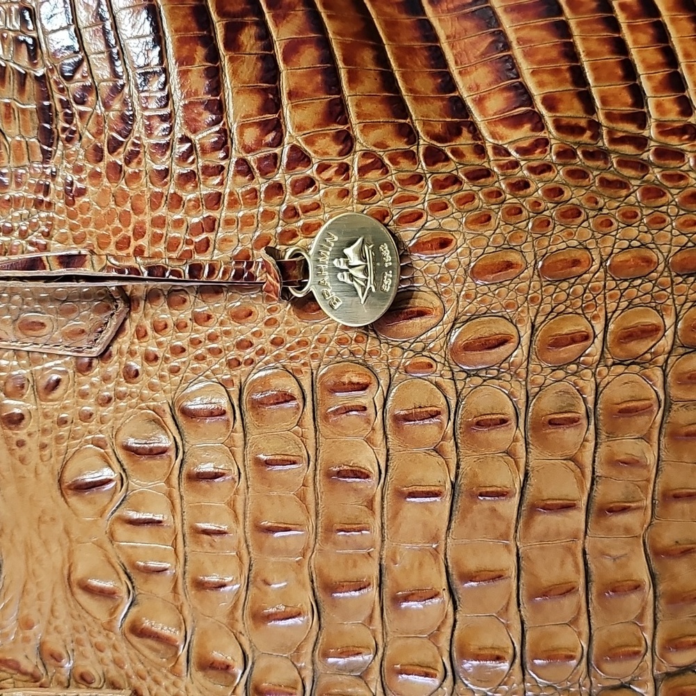Brahmin Cognac Croc-Embossed Top-Handle Satchel - Picture 2 of 13